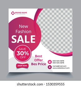 Fashion Sale Discount Offer Vector Social Media Web Post Banner
