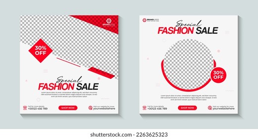 Fashion sale and discount promotion, social media post or web banner ad template. Fashion sale Promotional social media post template.