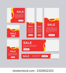 Fashion sale and discounts web banner design template. Vector flyer with text space. Advertising placard with customized copyspace. Promotional printable poster for advertising. Graphic layout