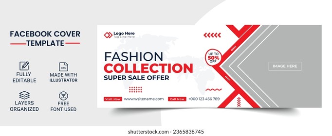 Fashion sale Facebook social media banner post template