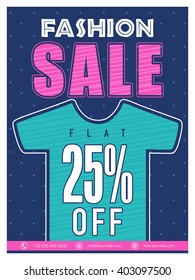 Fashion Sale Flyer, Sale Banner, Sale Poster, Flat 25% Discount Offer. Vector illustration.