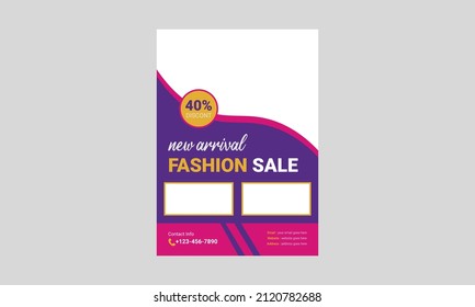 Fashion Sale flyer template design. Big sale flyer poster leaflet design. New arrival fashion sale flyer template, cover, a4 size, flyer, poster, print ready