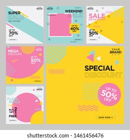 Fashion Sale Hipster Style Social Media Post Design Template