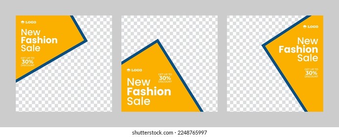 Fashion sale minimal square social media banner template. Social media sale post. The yellow and black color with stripe line shape. Suitable for social media posts and web internet ads.