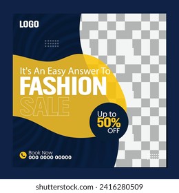 fashion sale modern social media post design vector