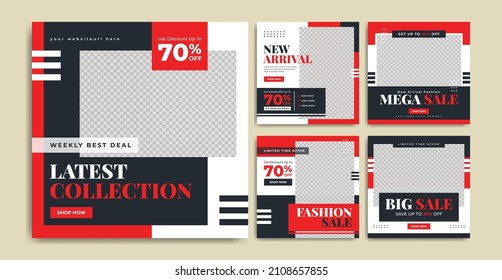 Fashion sale promotion social media post template design with abstract background, logo and icon. Fashion business online marketing banner or flyer. Woman summer or winter shopping poster cover.