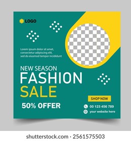 Fashion sale promotion, social media post, or web banner ad template. Promotional social media web banner template. 