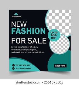 Fashion sale promotion, social media post, or web banner ad template. Promotional social media web banner template. 