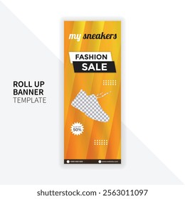 Fashion Sale Roll Up Template with Modern Sneaker Appeal