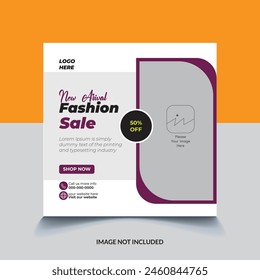 fashion sale simple social media post square web banner template