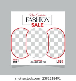 Fashion sale social media ads poster design or Instagram post template.