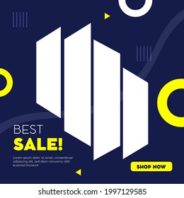 Fashion sale social media banner post template. Fashion sale social media post design with abstract background. Mega sale marketing flyer. Online fashion business offer promotion graphic web banner.