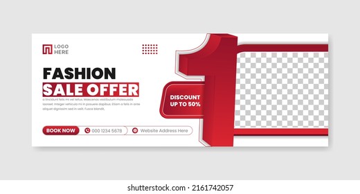 Fashion sale social media cover design banner template, Web banner timeline template.