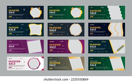 Fashion sale social media cover banner design. social media cover design template with creative concept, Creative social media cover, poster, banner template for commercial use