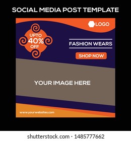 Fashion sale social media post design template 