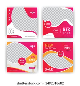 fashion sale social media post design template Bundle Premium Vector