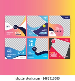 fashion sale social media post design template Bundle Premium Vector