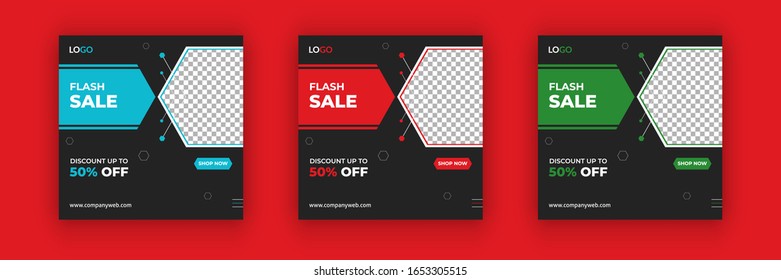 Fashion sale social media post, new year sale banner, special offer instagram post template, flash sale banner
