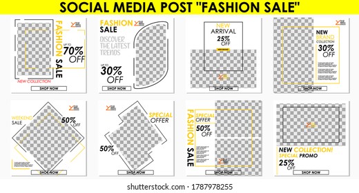 Fashion Sale Social Media Post Design Template Bundle. Anyone Can Use This Design Easily. Elegant Sale And Discount Promo