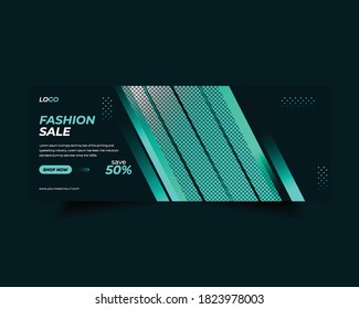 Fashion sale social media post or Facebook promotional cover premium template web banner design