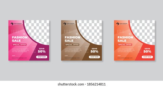 fashion sale social media post design template Bundle Premium Vector