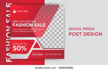 Fashion sale social media post template design
