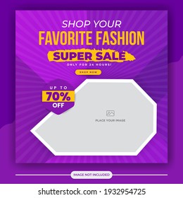 Fashion sale social media post banner design template. Fully editable design