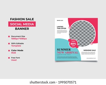 fashion sale social media post design, one image can be used in the template. Gorgeous looking template. Vector square, eps 10