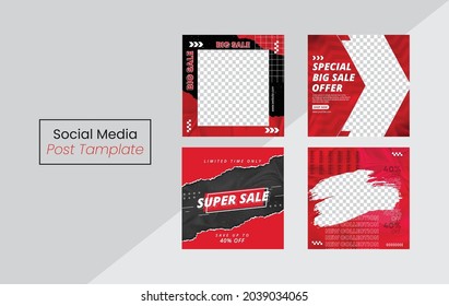 fashion sale social media post design template, Premium Vector, Set of Editable minimal square banner template,special offer, Digital banner, Poster promotion design, Big sale banner template design