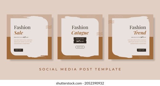 Plantilla de publicación de medios sociales de venta de moda. fondo marrón para banner, folleto, volante. Ilustrador de vectores.