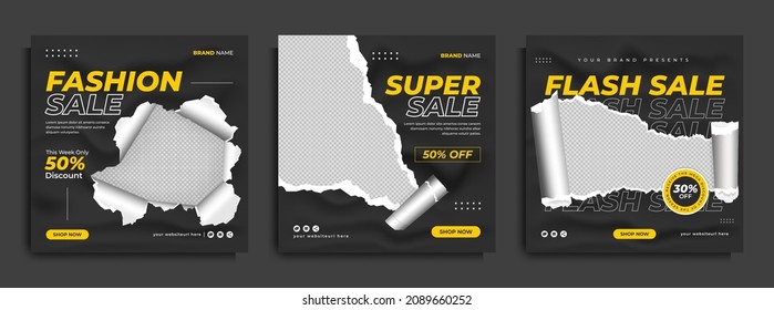 Fashion Sale Social Media Post Or Web Banner Template Design With Abstract Luxury Background, Logo And Icon. Summer Or Winter Modern Style Woman Dress Business Online Marketing Poster And Flyer.