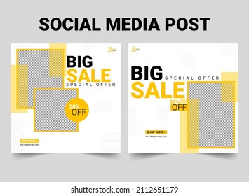 Fashion Sale Social Media Post, Big Sale Social Media post Template, Fashion Sale Vector Bundle Template,