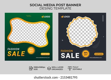 fashion sale social media post banner template, 