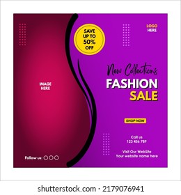 fashion sale social media post template vector design