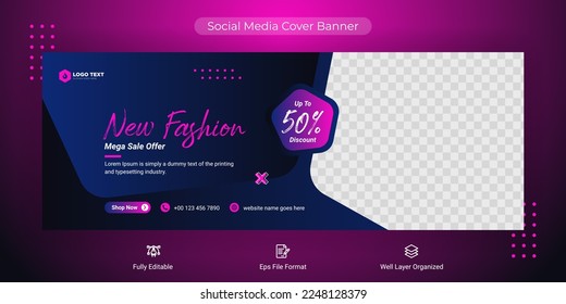 Fashion sale social media post cover banner template, Web banner timeline template