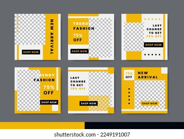 Fashion sale social media post template collection with yellow color