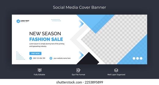 Fashion sale social media post cover banner template, Web banner timeline template
