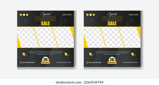 Fashion sale social media post or web banner and instagram story