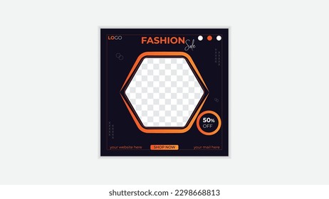 Fashion sale social media post design vector template, square size, Suitable for social media post and web  ads.