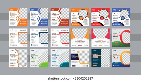 fashion sale social media post design template Bundle Premium Vector