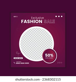 Fashion sale social media post and web banner template