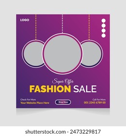 Fashion sale social media post design template design premium vector