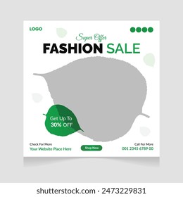 Fashion sale social media post design template design premium vector