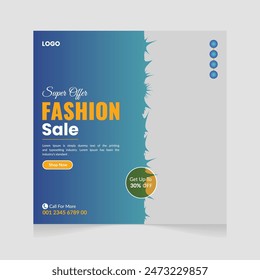 Fashion sale social media post design template design premium vector