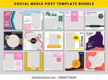 fashion sale social media post design template Bundle set