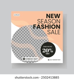 Fashion Sale Social Media Post Template. Fully Editable Instagram and Facebook Square Post Frame Puzzle Organic Sale Poster. Urban fashion social media post template.