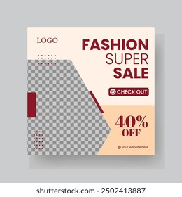 Fashion Sale Social Media Post Template. Fully Editable Instagram and Facebook Square Post Frame Puzzle Organic Sale Poster. Urban fashion social media post template.