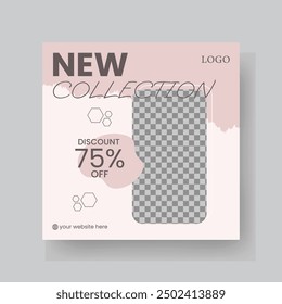 Fashion Sale Social Media Post Template. Fully Editable Instagram and Facebook Square Post Frame Puzzle Organic Sale Poster. Urban fashion social media post template.