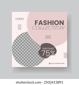 Fashion Sale Social Media Post Template. Fully Editable Instagram and Facebook Square Post Frame Puzzle Organic Sale Poster. Urban fashion social media post template.