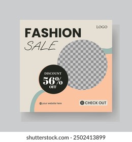 Fashion Sale Social Media Post Template. Fully Editable Instagram and Facebook Square Post Frame Puzzle Organic Sale Poster. Urban fashion social media post template.